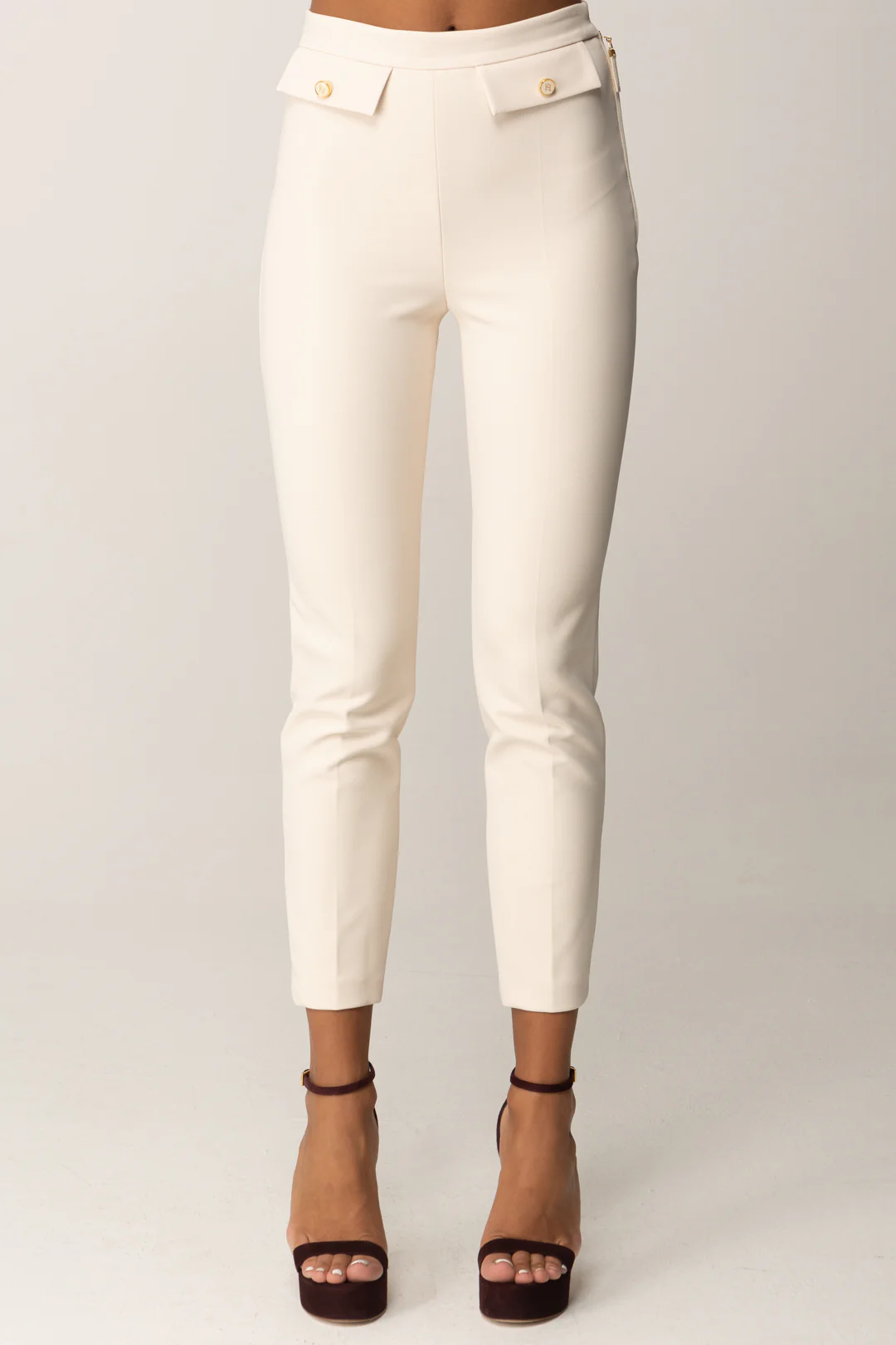 Pantaloni In Doppio Crepe con Pattine - Image 3